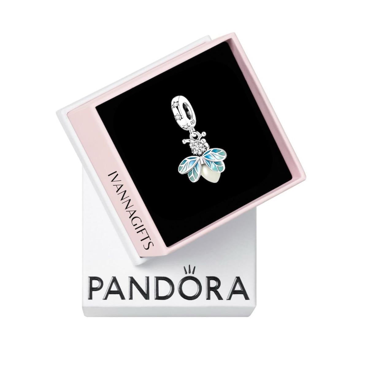 *CHP093 - Charm colgante luciérnaga que brilla en la obscuridad plateado alas celestiales resplandeciente.