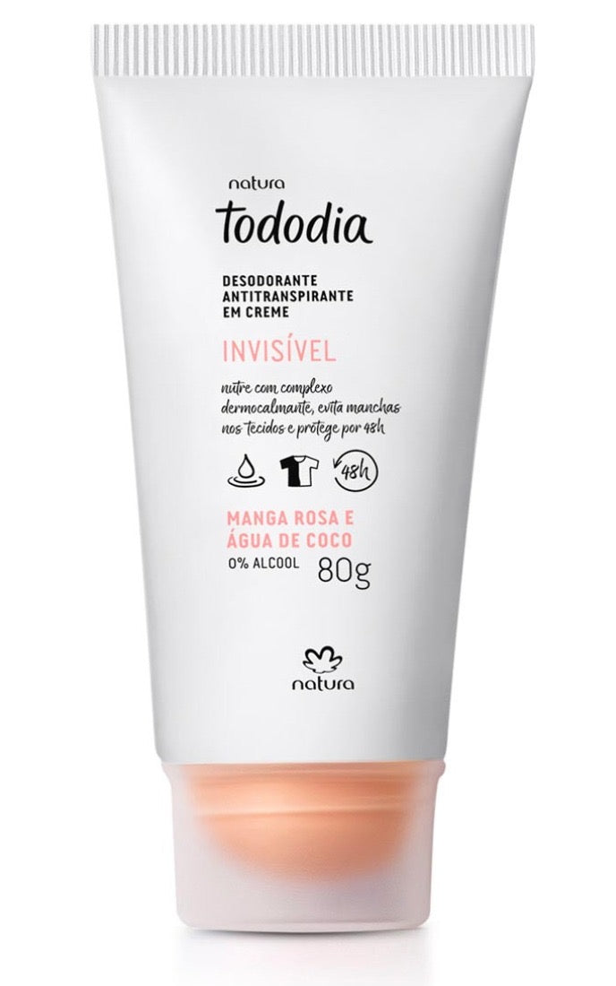 Desodorante invisible antitranspirante en crema mango rosa y agua de coco - 80 g - Tododia