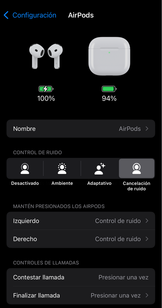 AirPods 4ta Gen OEM con cancelación de ruido.