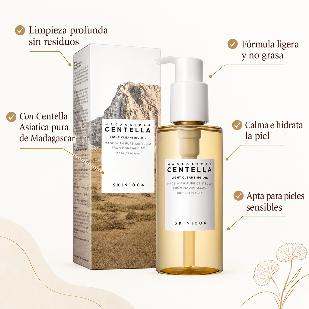1556 SKIN1004 - Madagascar Centella Light Cleansing Oil 200 ML | Limpiador Hidratante y Calmante