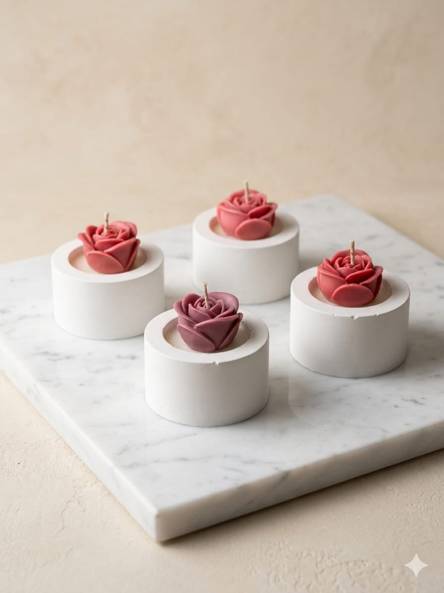 Vela aromática de flor 🌷 en base blanca Arima Melón- Sandía