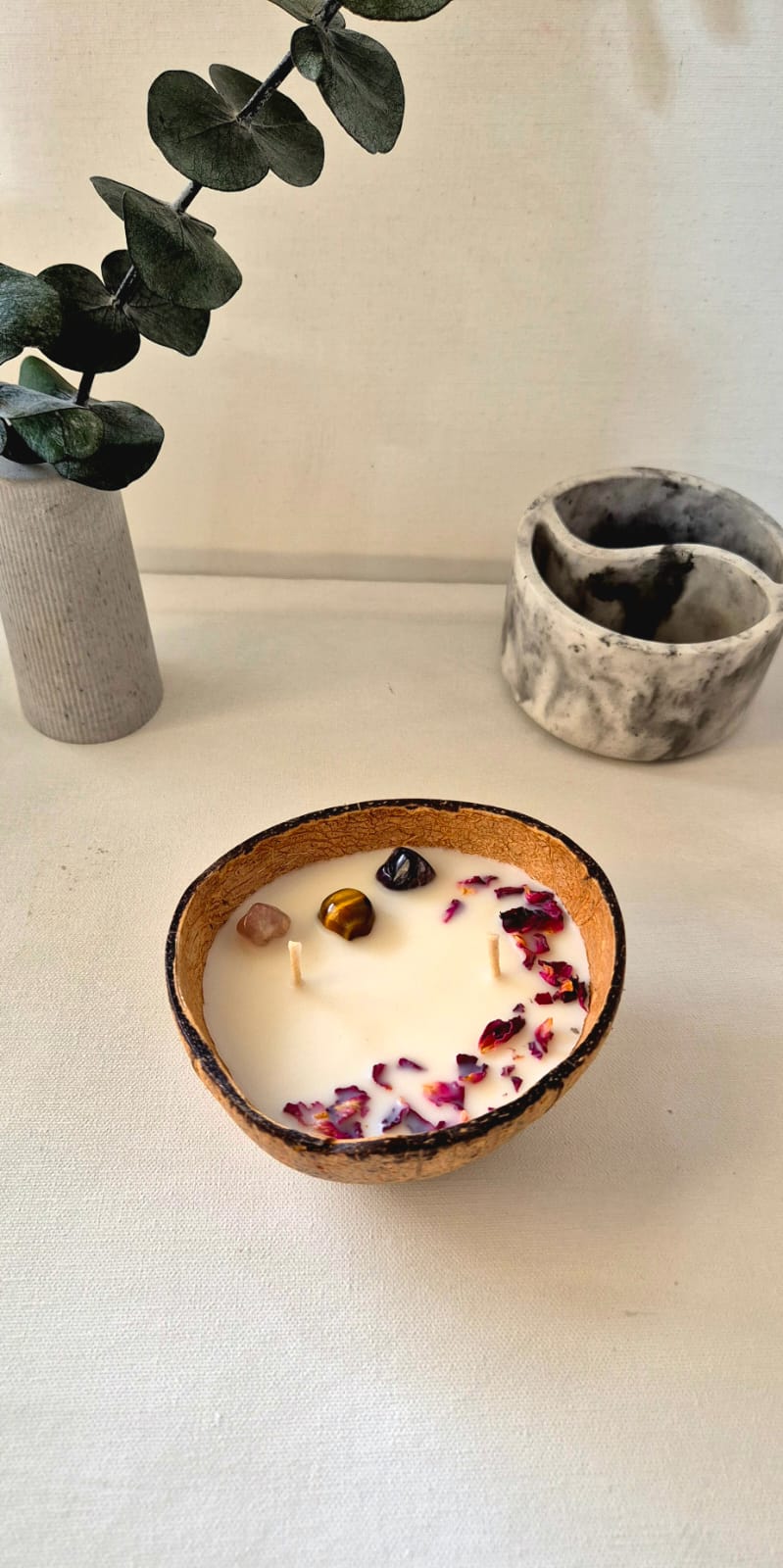 Vela decorativa base de coco Aroma Lavanda-Vainilla