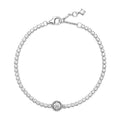 P45 Pulsera Cristal Esfera estilo Pandora incluye caja. Material: Baño de plata.