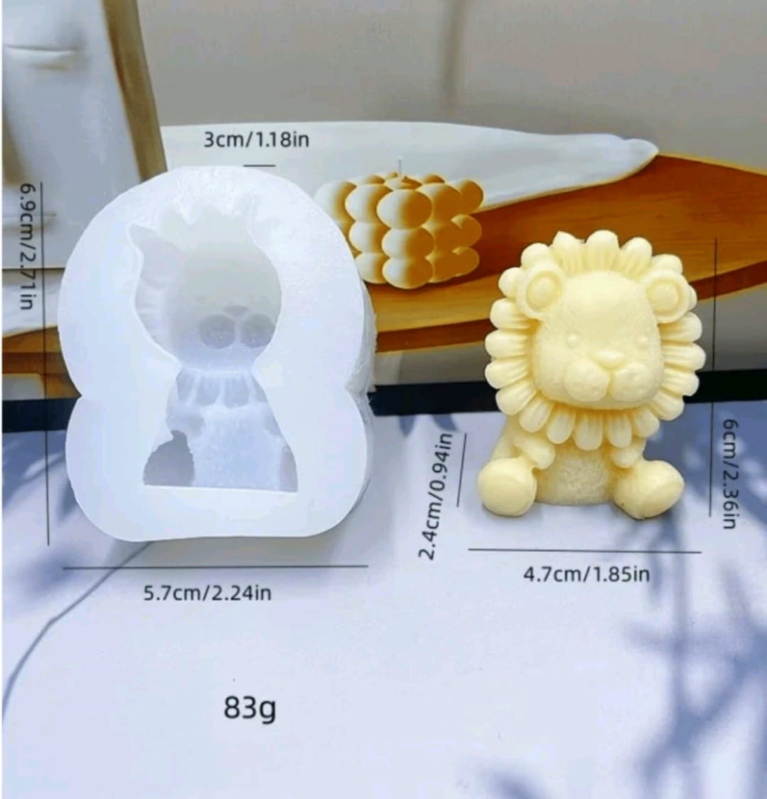 Molde para elaboración de velas en forma de león.