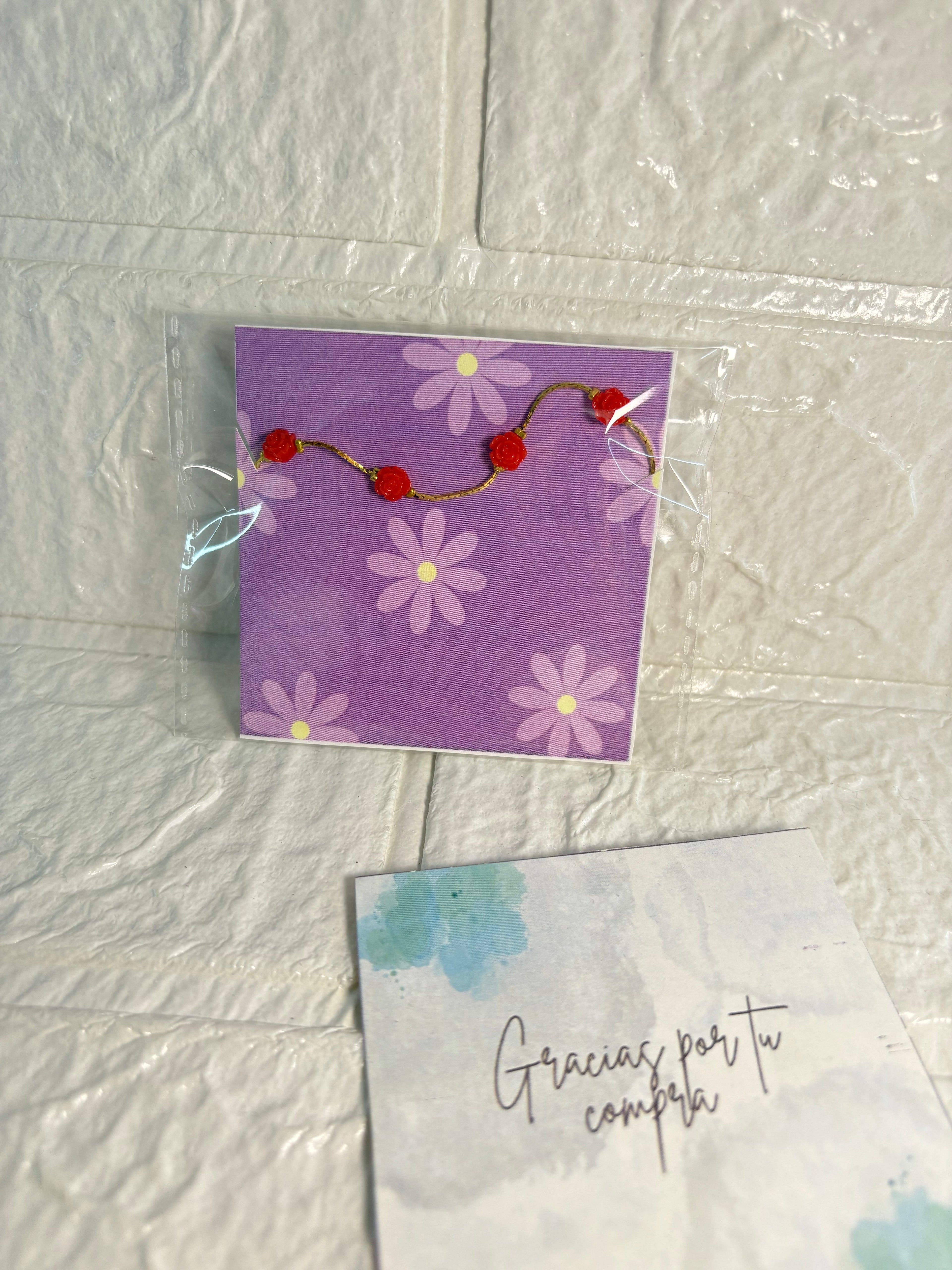 Pulsera flor en oro laminado