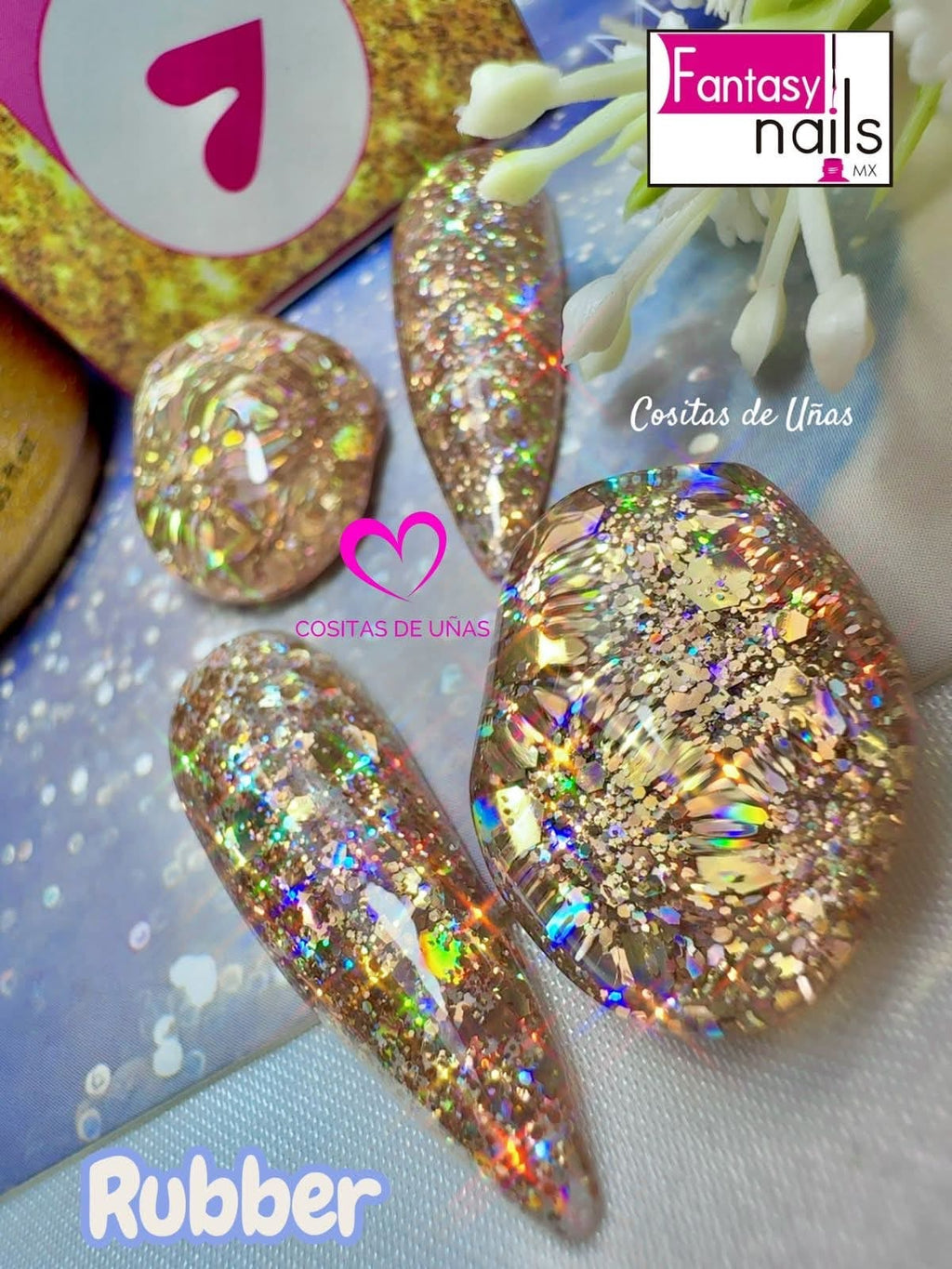 21180 Mix Rubber Glitter  Fantasy Nails