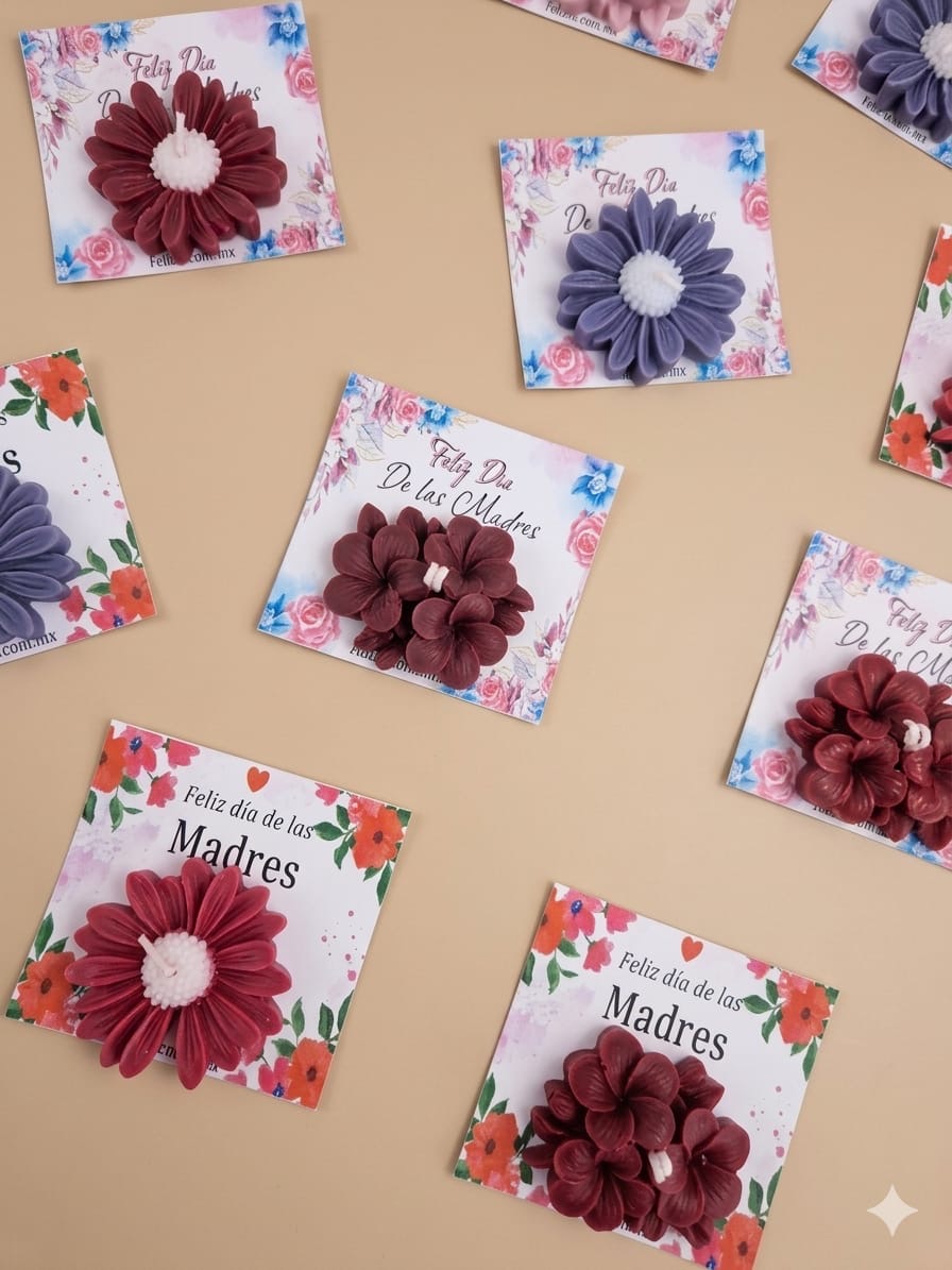Vela flor con tarjeta de regalo 🌼 Aroma sorpresa