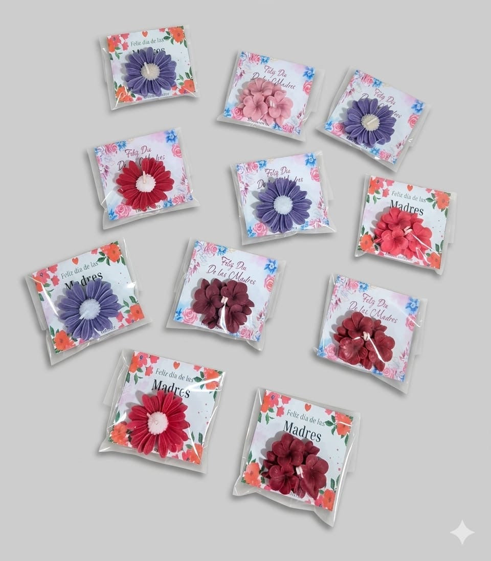 Vela flor con tarjeta de regalo 🌼 Aroma sorpresa