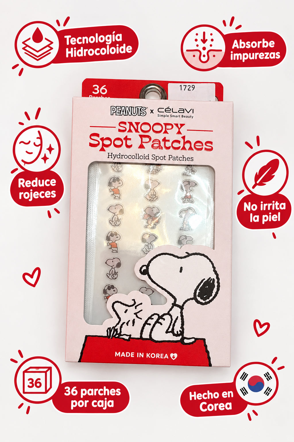1729 Parches anti acné snoopy