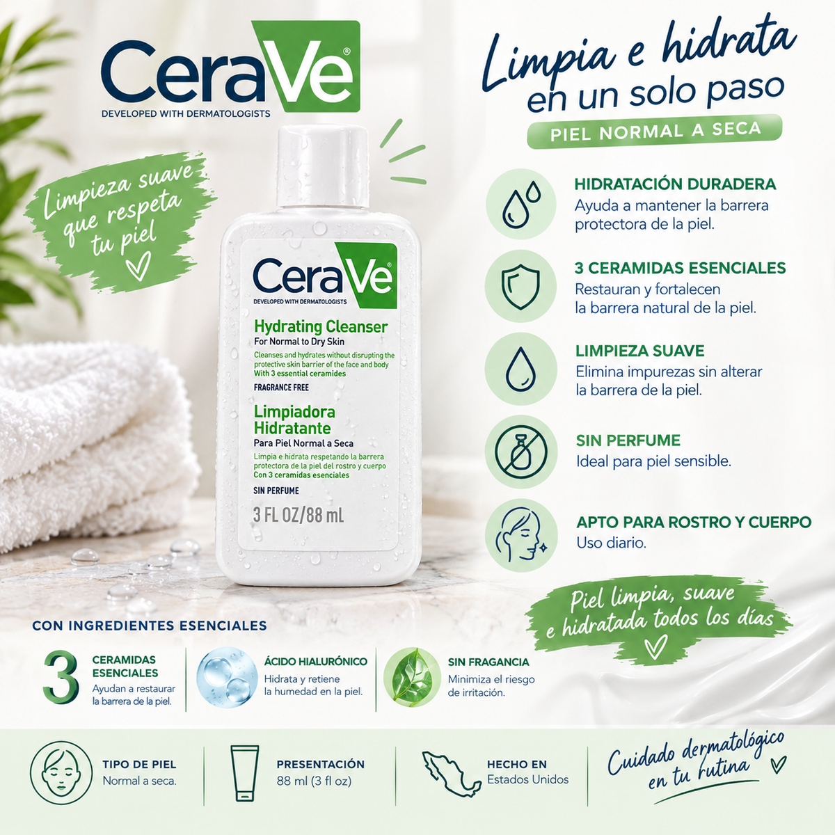 CeraVe Limpiadora hidratante 88ml
