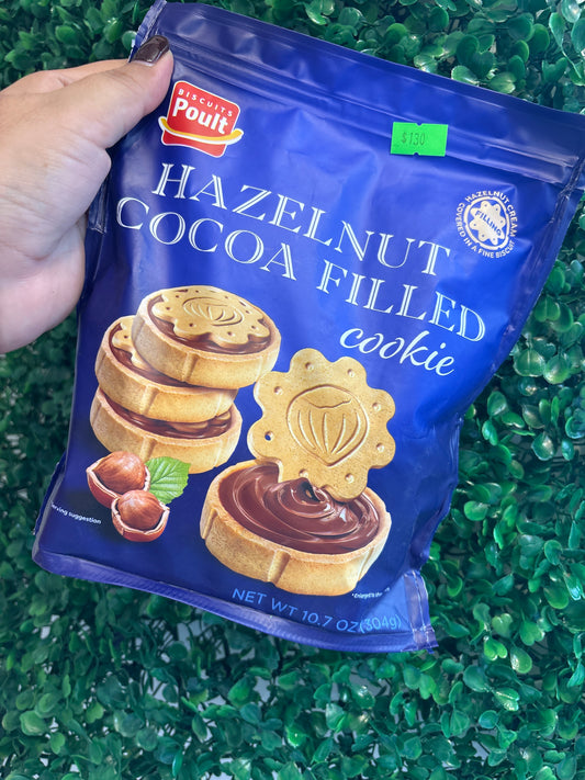 Galletas rellenas de cacao y avellana Poult. 304g
