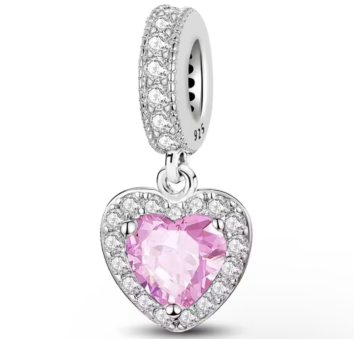 CHP085 - Charm colgante corazón piedra con relieve.