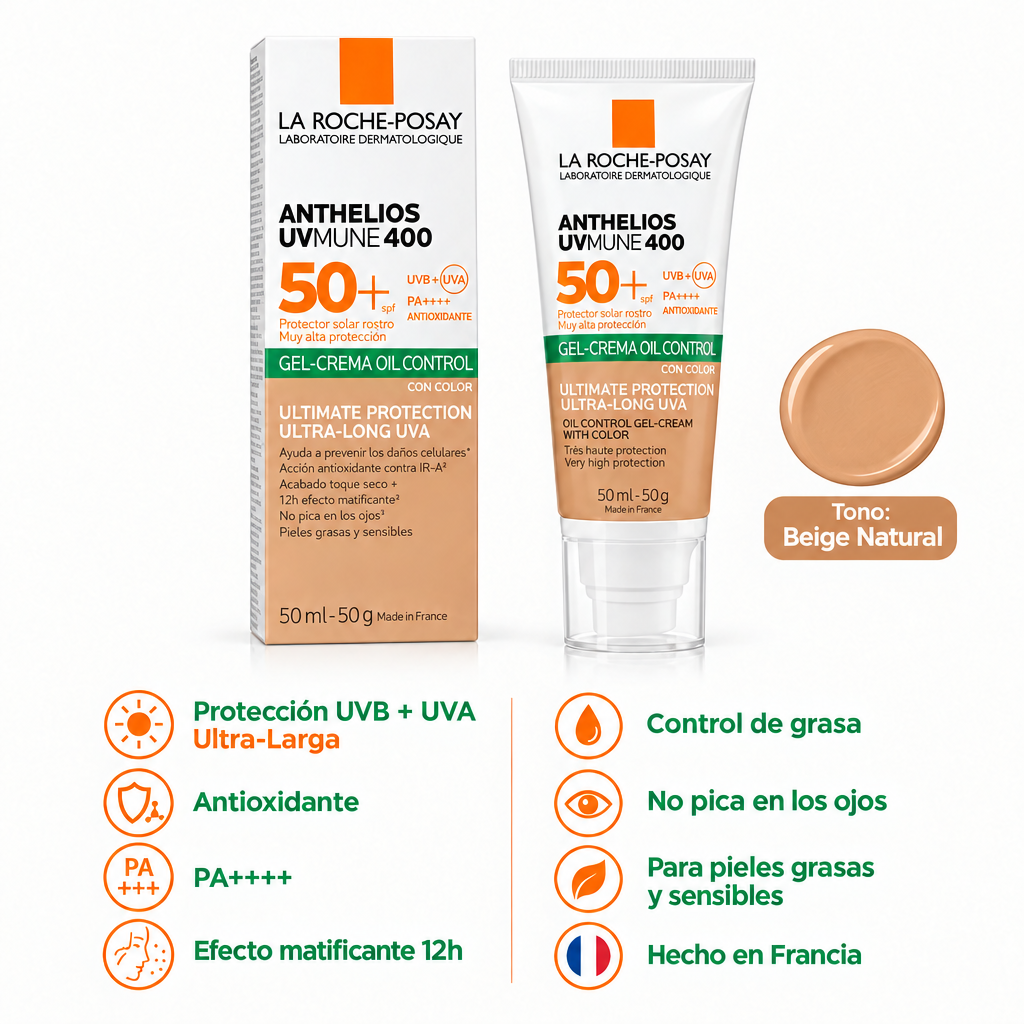 1538 La Roche-Posay ANTHELIOS Gel crema toque seco fps50 con color 50ml