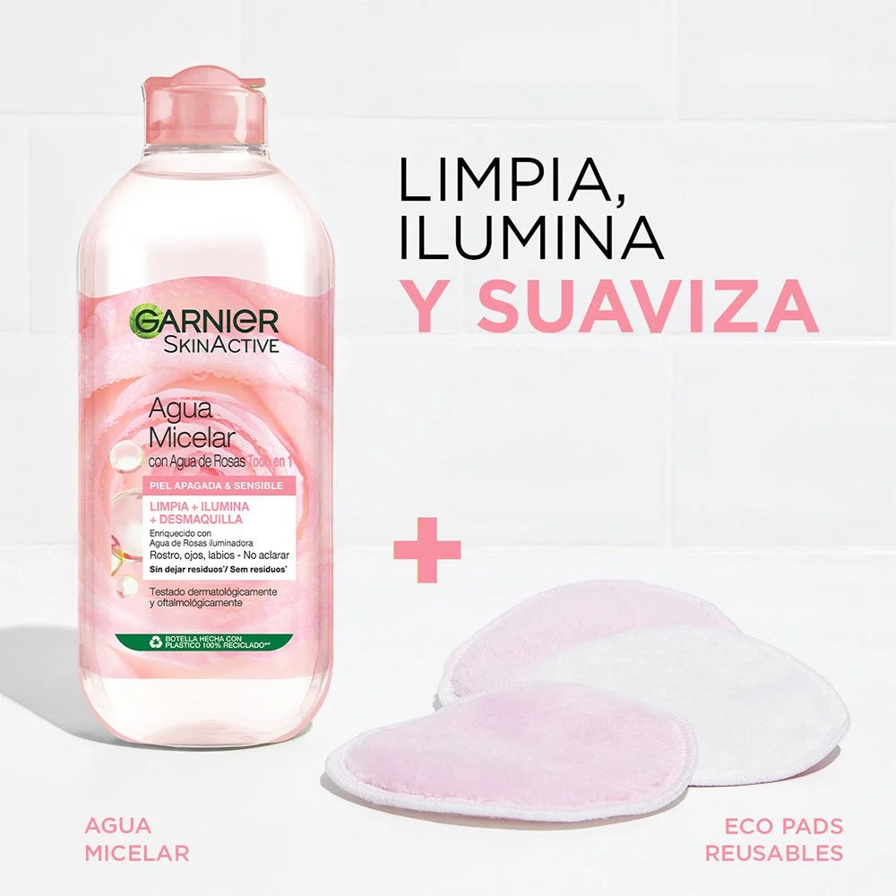 Agua Micelar con Agua de Rosas Todo en 1
