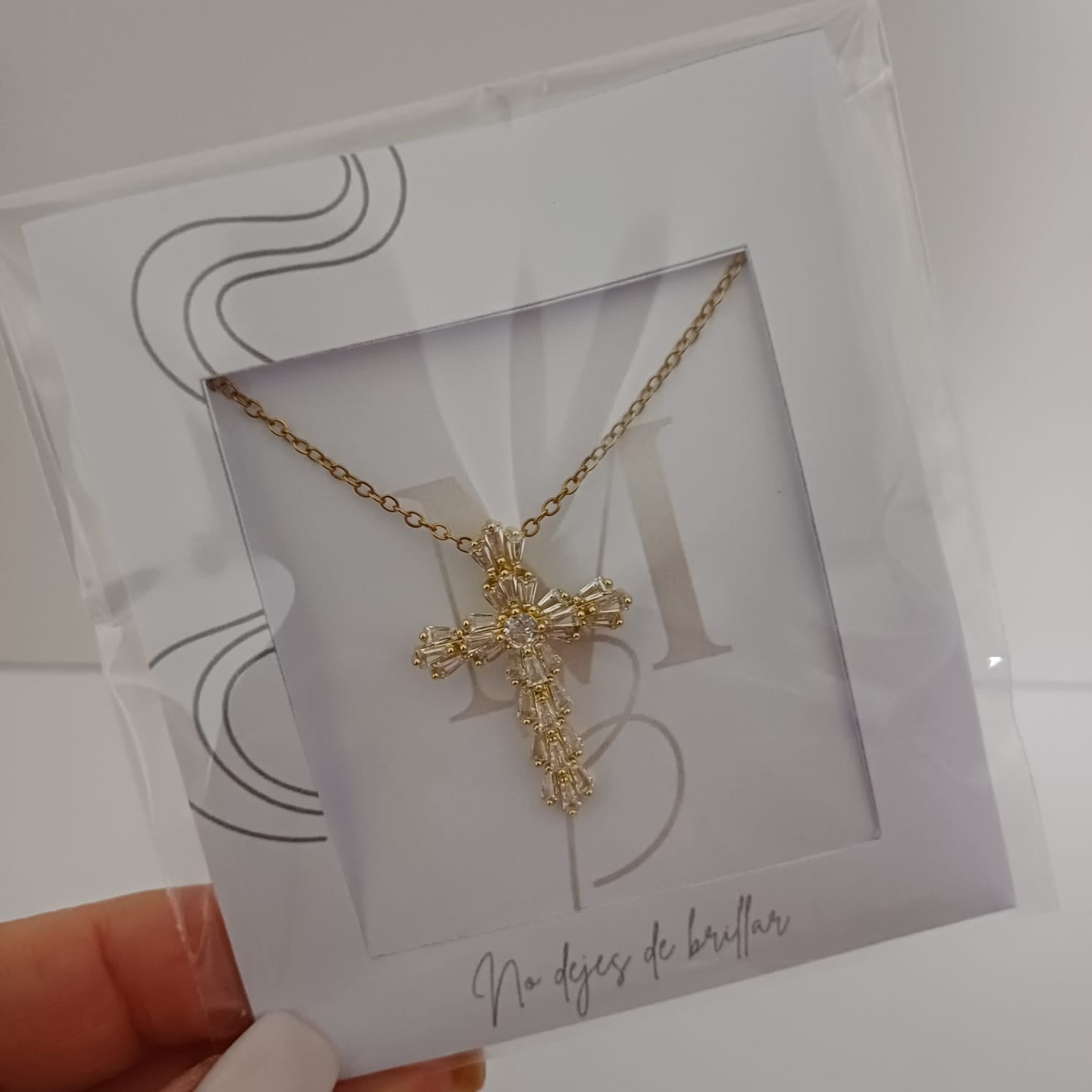 Mb-86 Cadena acero inoxidable, dije oro laminado