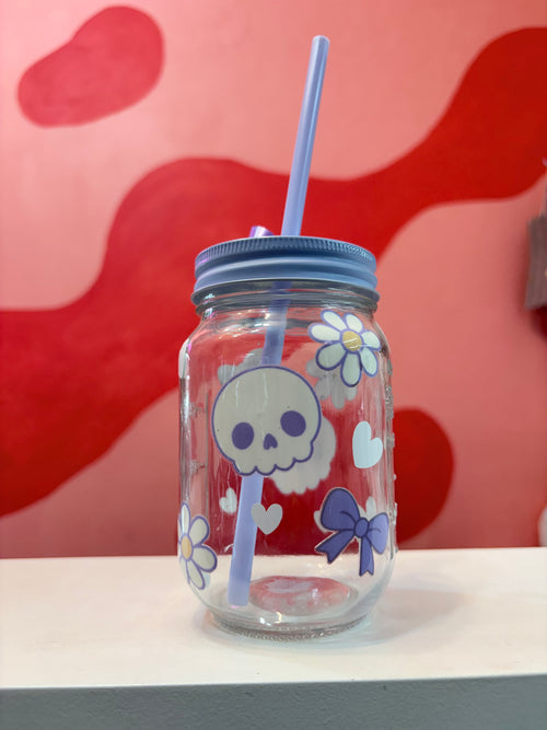 Vaso de cristal con diseño calaveritas