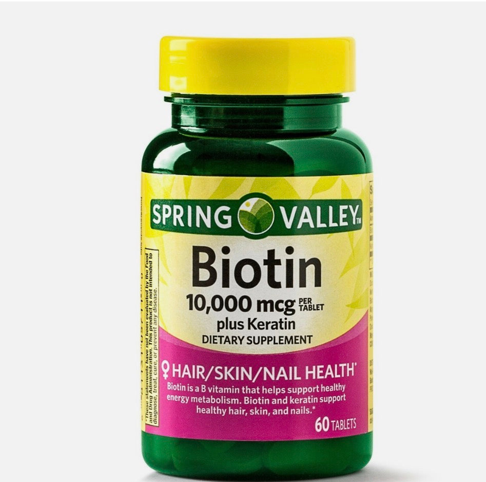 BIOTIN 10.000MCG 60 TABLETS EXTRA STRENGTH SPRING VALLEY