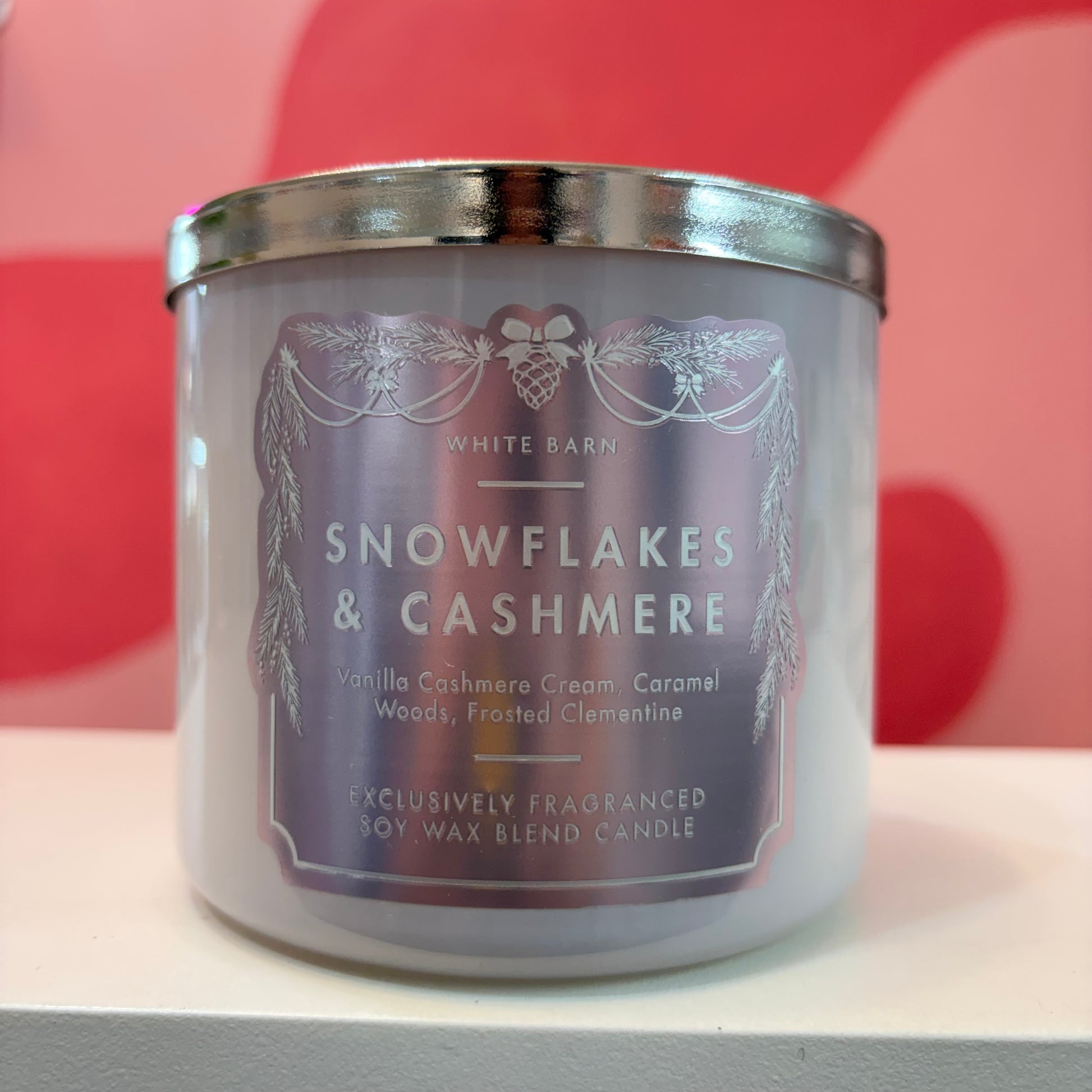 BATH&BODY WORKS SNOWFLAKES & CASHMERE 3 Wick Candle | Vela aromática de 3 mechas - 411 gr