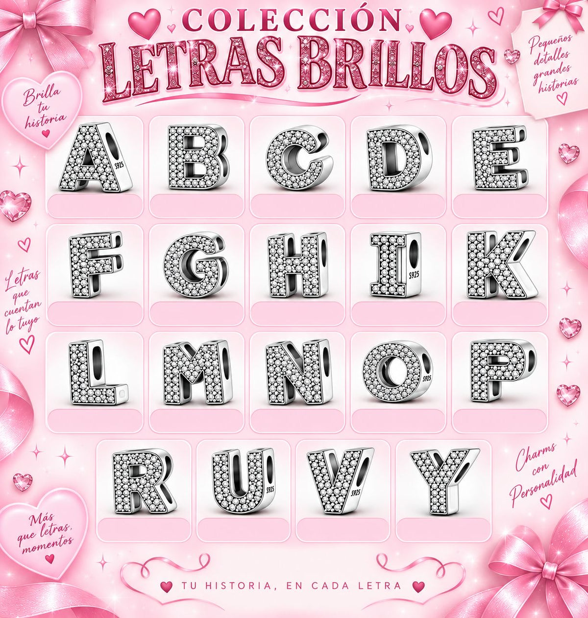 CHP033 - Charm letra con brillos del alfabeto.