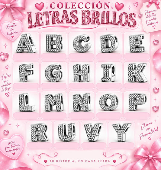 CHP033 - Charm letra con brillos del alfabeto.