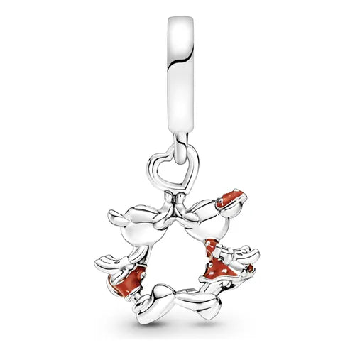 *CHP127 Charm Colgante Beso de Mickey Mouse y Minnie Mouse Disney.