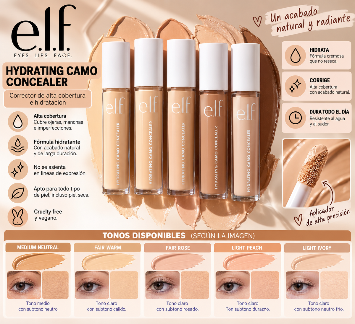 Elf Corrector Líquido hidratante.