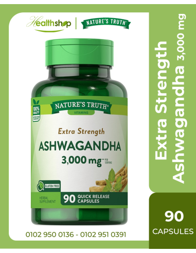 Extra Strength Ashwagandha 3,000 mg - 90 Quick Release Capsules