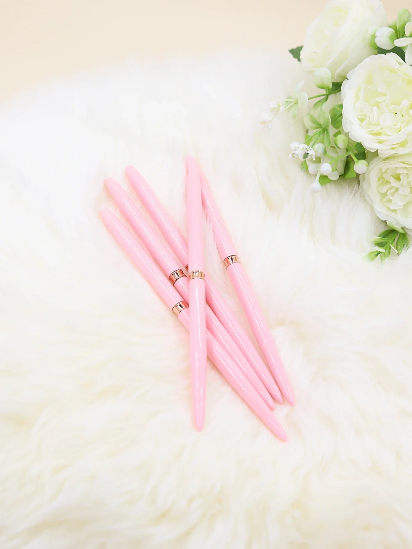 21116 Juego de 5 pinceles linee para uñas con punta cepillada y diseño de flores para pintar con tubo vacío para salón de uñas