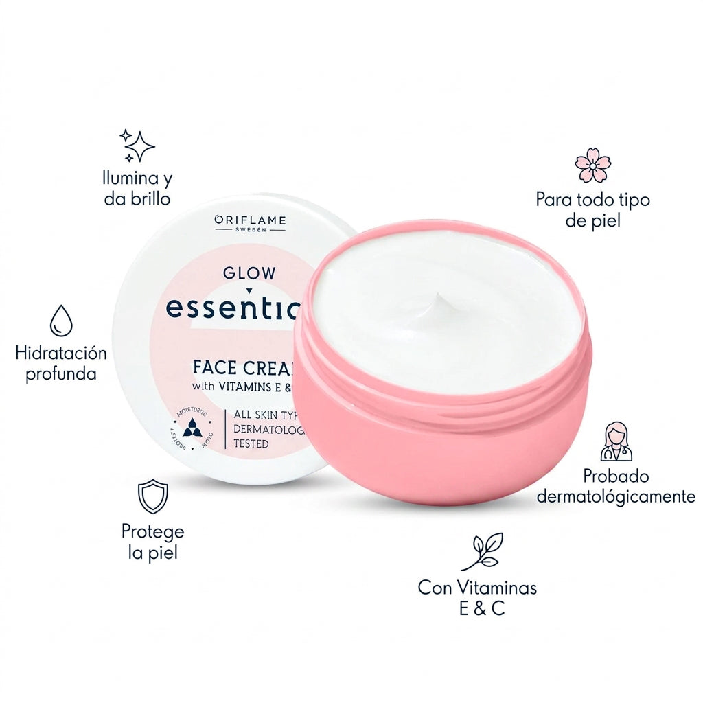 Crema Facial Aclaradora con Vitaminas E & B3 Glow Essentials 💖
