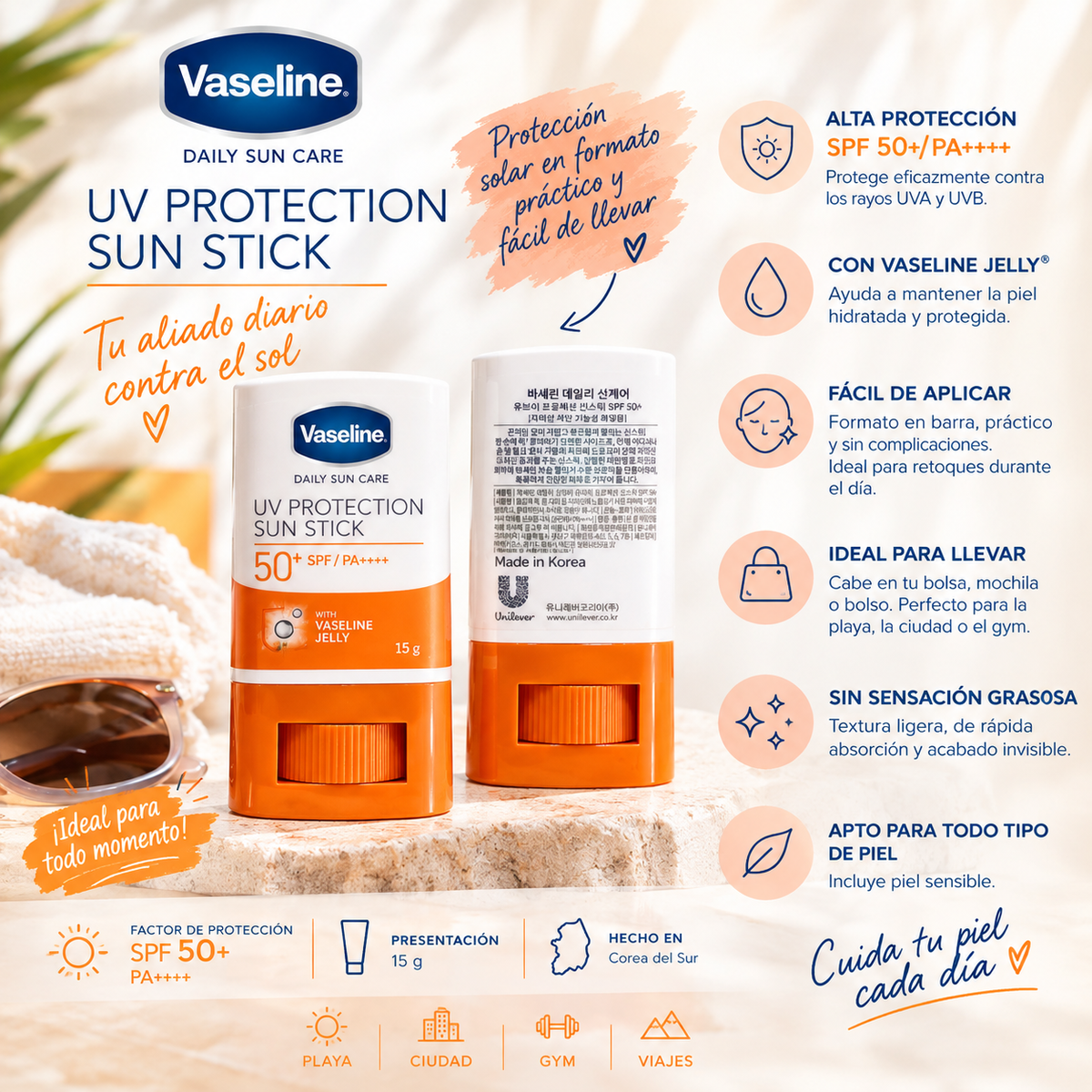 Vaseline Daily Sun Care UV Protection Sun Stick SPF 50+ PA++++. ☀️