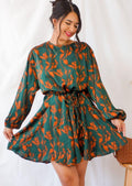 Vestido satin manga larga