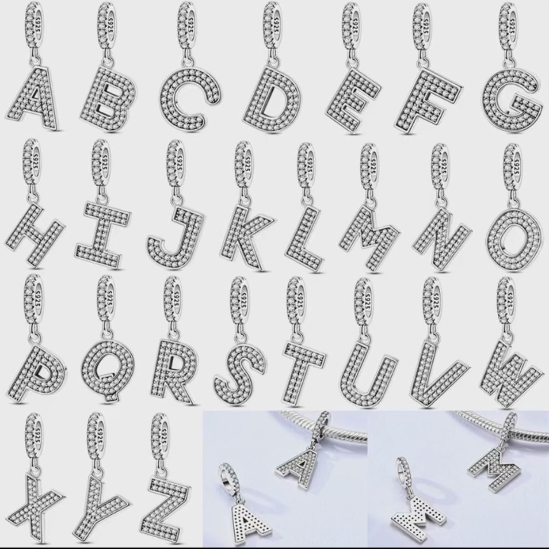CHP203 Charm colgante letra del alfabeto.