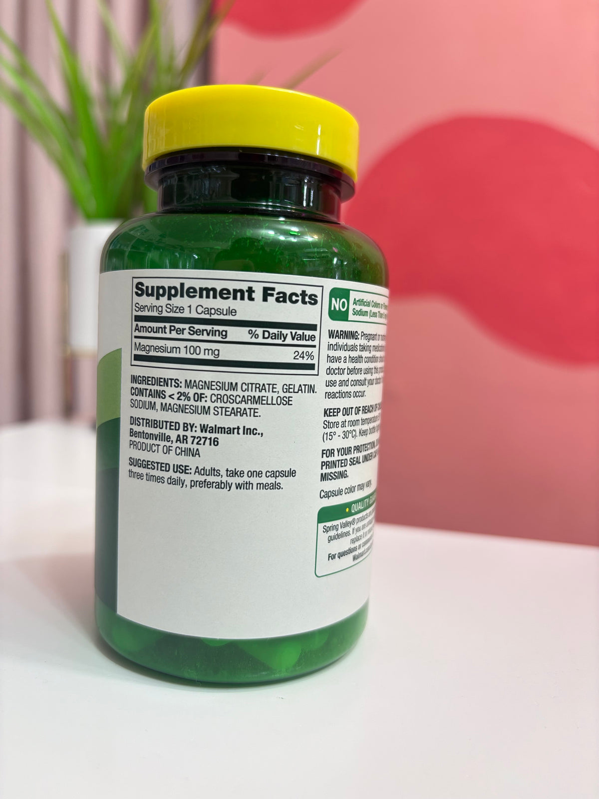1646 Spring Valley - Citrato de magnesio 100 mg / 100 capsulas B&B