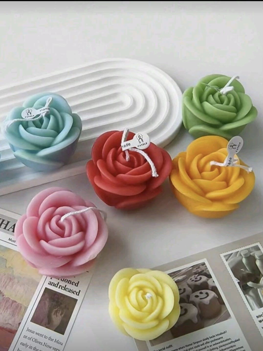 molde de silicona forma rosa para la elaboración de velas