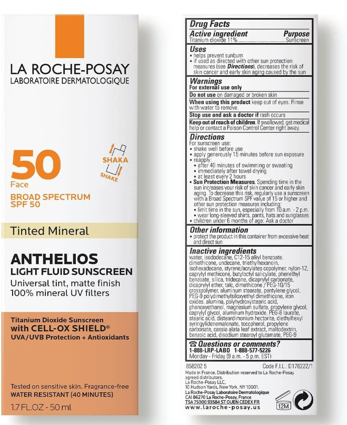 LA ROCHE-POSAY ANTHELIOS Gel crema toque seco fps50 con color 50ml