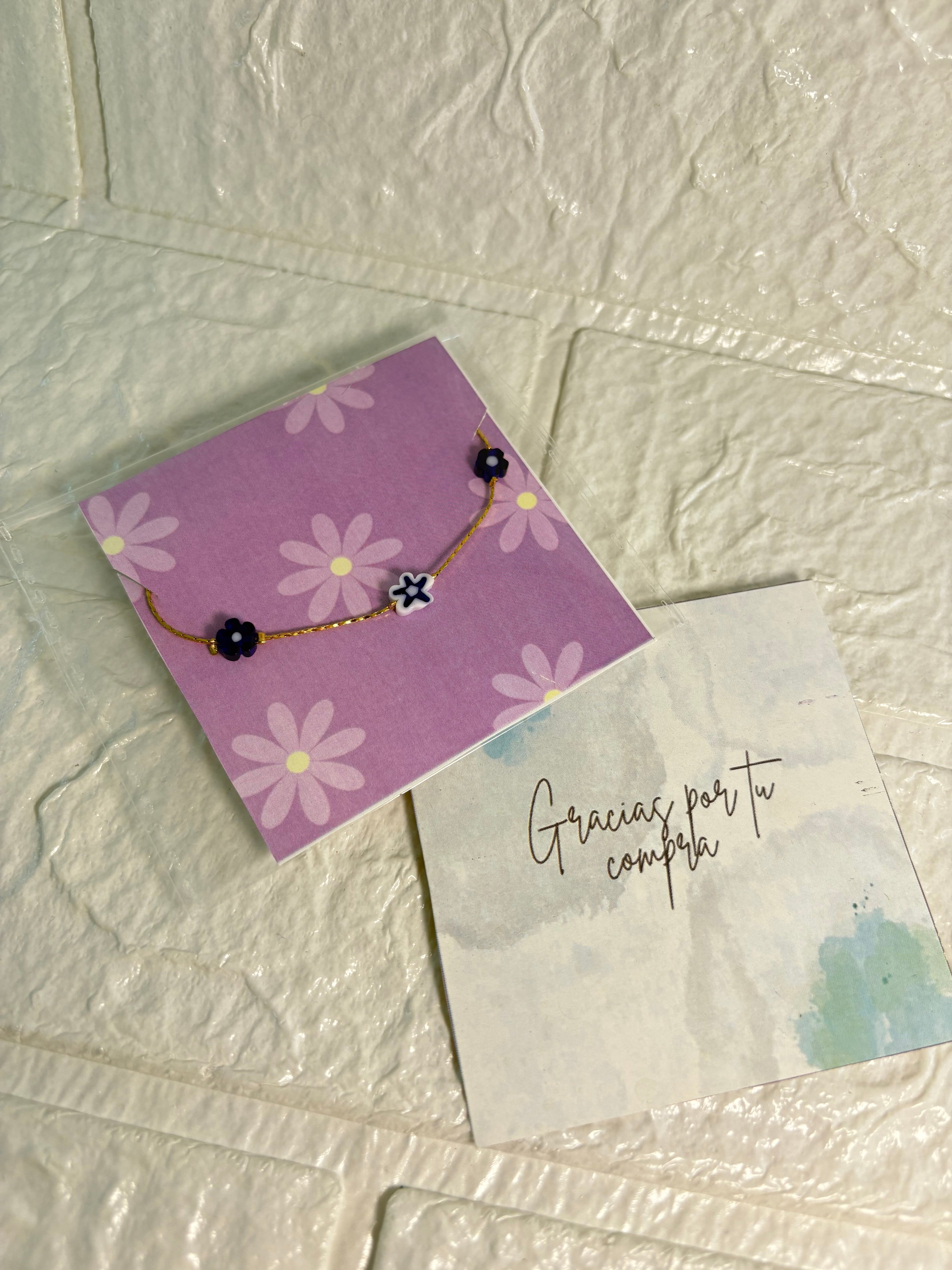 Pulsera flor en oro laminado