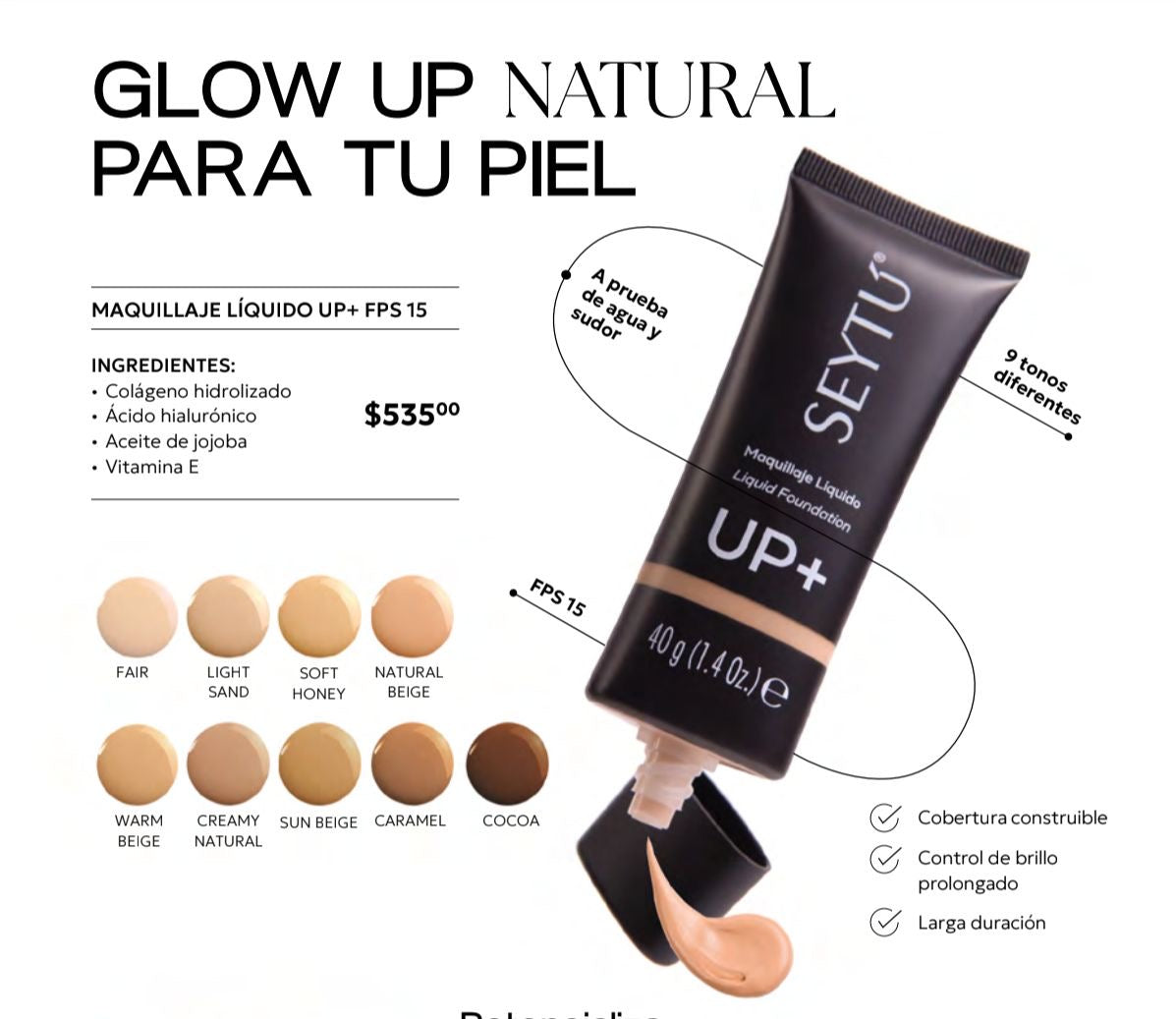 Maquillaje líquido larga duración, resistente al agua, sudor controla el brillo de la piel.