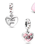 CHP204 Charm colgante corazón MOM Rosa.