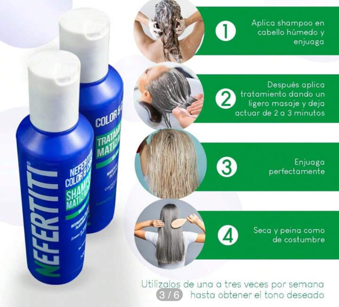 20998 Kit Shampoo y tratamiento Nefertiti para matizar cabellos rubios 300ml c/u
