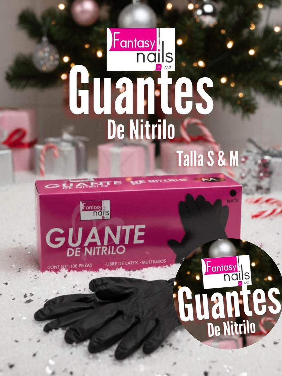 20991 Caja con 100 Guantes de Nitrilo color negro
