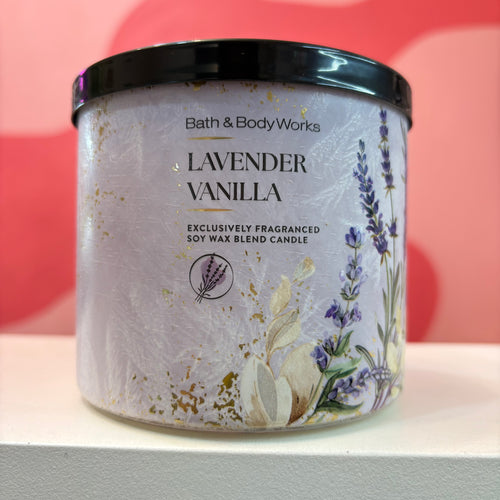 BATH&BODY WORKS LAVANDER VANILLA 3 Wick Candle | Vela aromática de 3 mechas - 411 gr