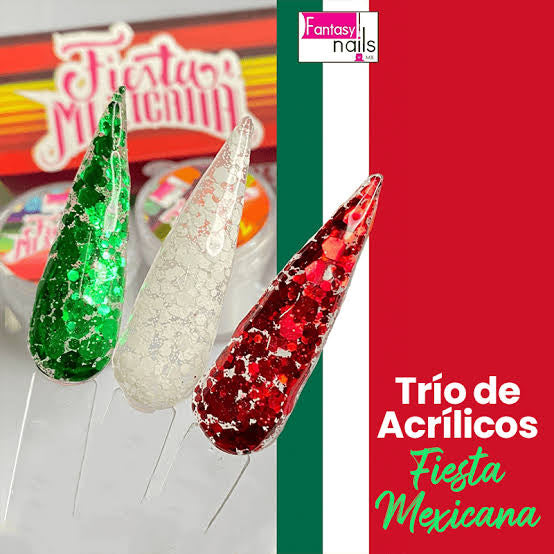 21038 TRÍO POLVO ACRÍLICO FANTASY NAILS FIESTA MEXICANA