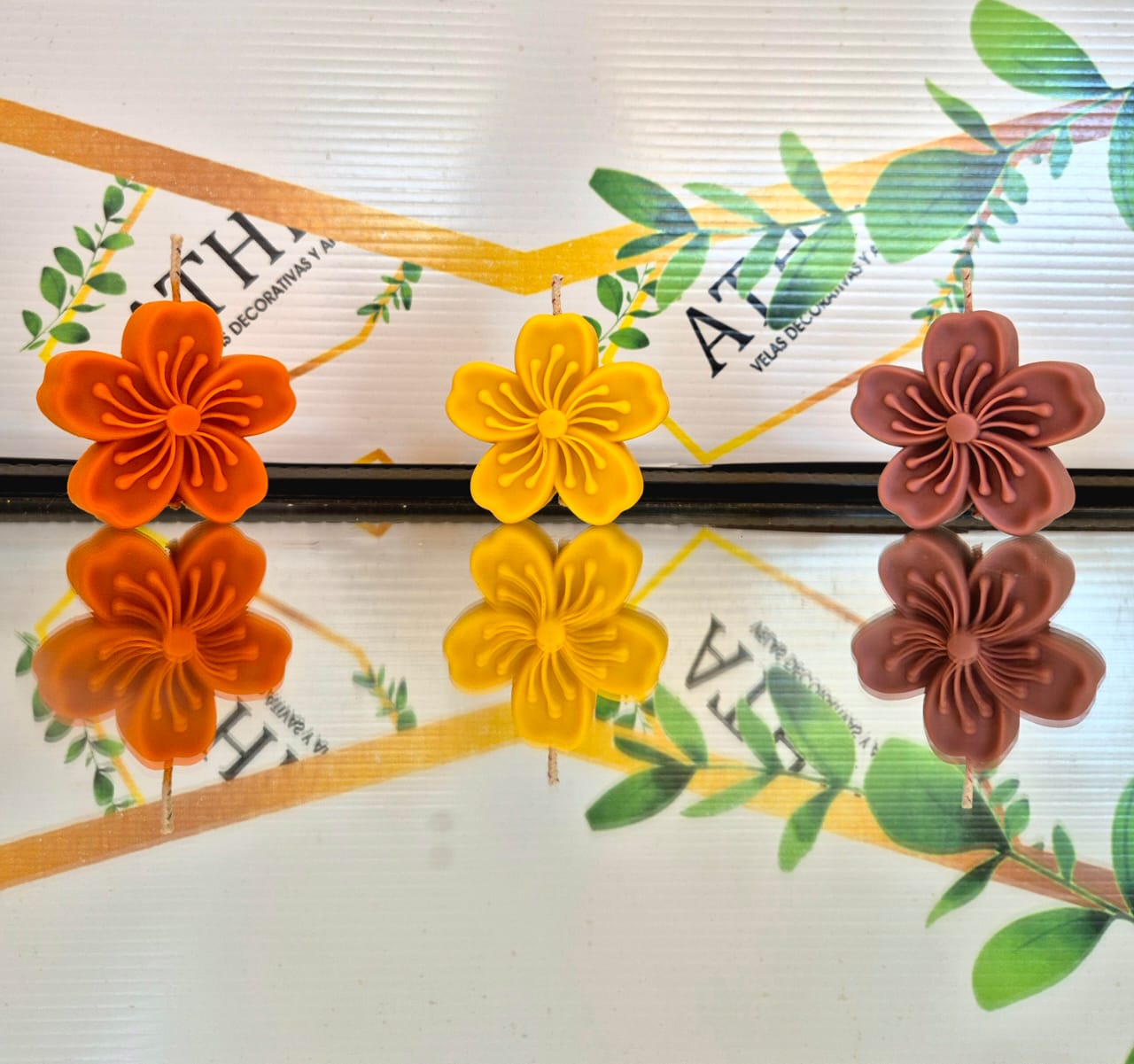 velas de flor 3d  Color naranja aroma sorpresa
