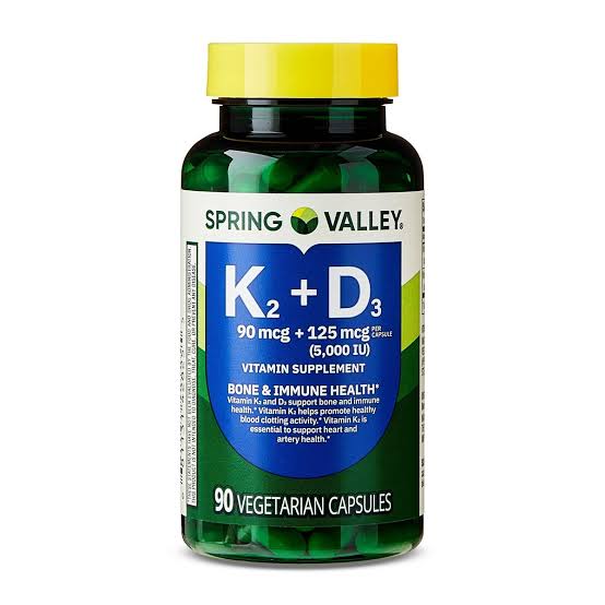Cápsulas vegetarianas Spring Valley vitamina K2 (90 mcg) + D3 (125 mcg), 90 unidades