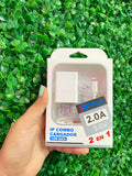 Combo cargador Lightning / IPhone - Carga rápida