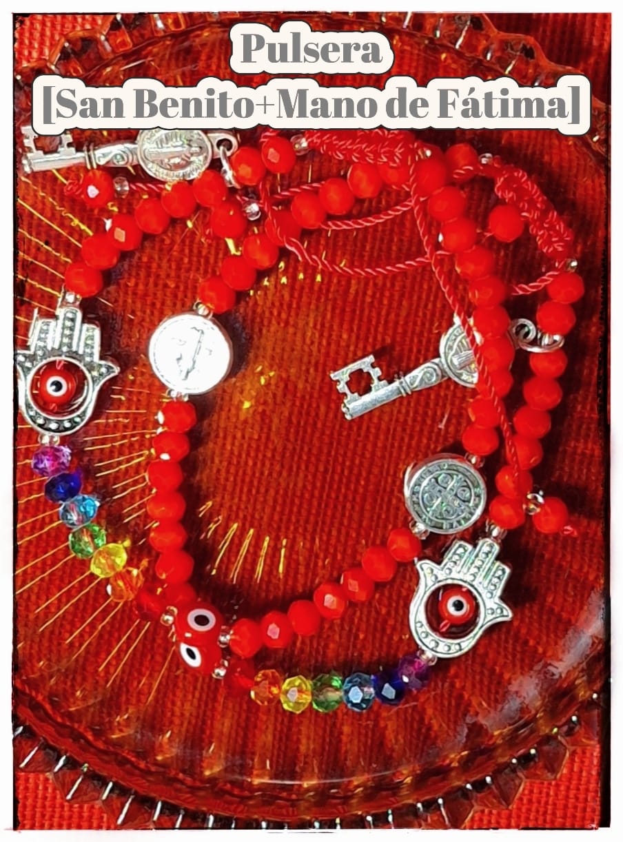 Pulsera
Dije San Benito y Mano de Fátima.

Para protección. (Llave)