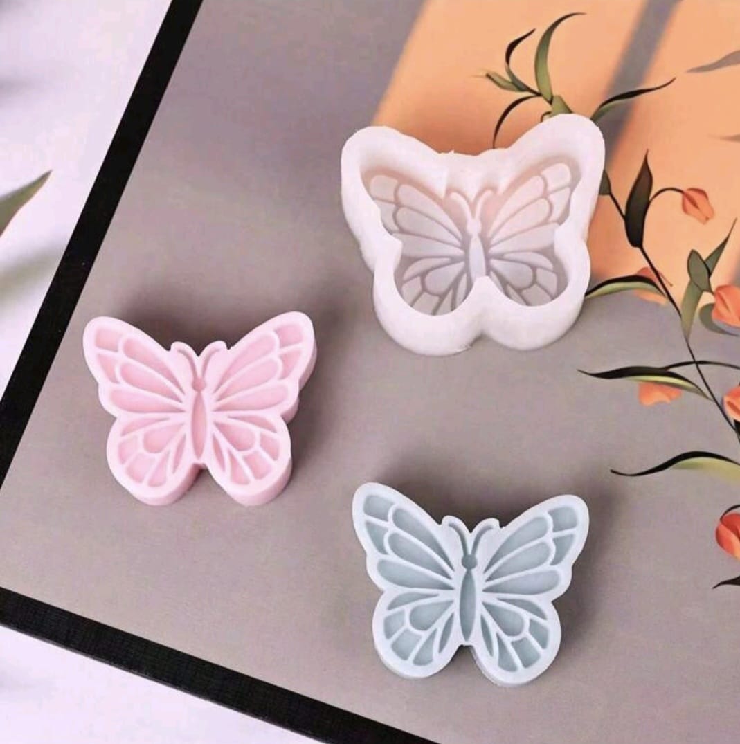 Paquete con 2 moldes de silicona forma mariposa para elaboración de velas
