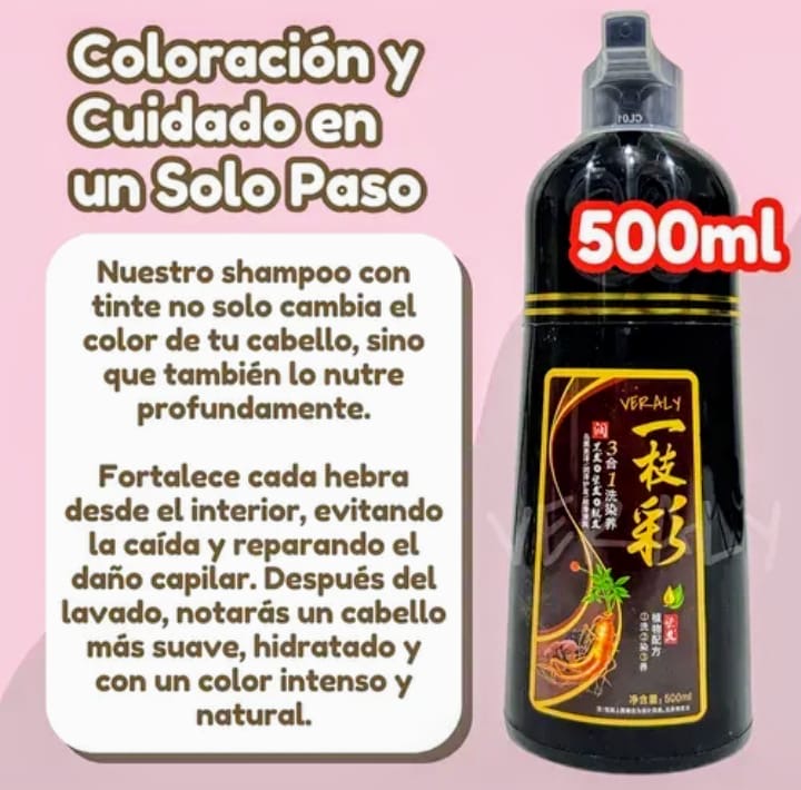 Shampoo con tinte tono castaño