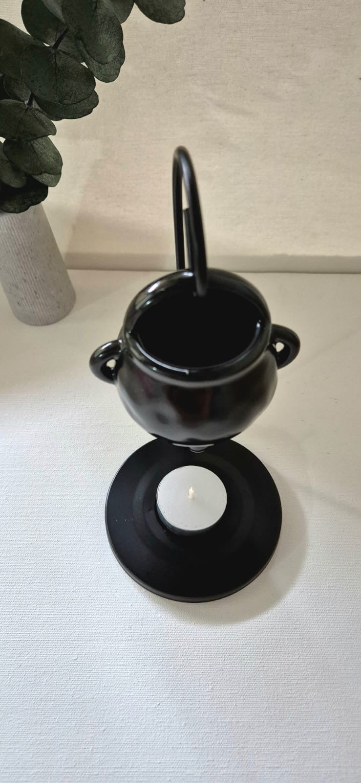 Caldero difusor aromatico para cera color negro