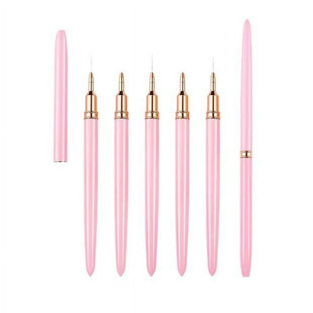 21116 Juego de 5 pinceles linee para uñas con punta cepillada y diseño de flores para pintar con tubo vacío para salón de uñas